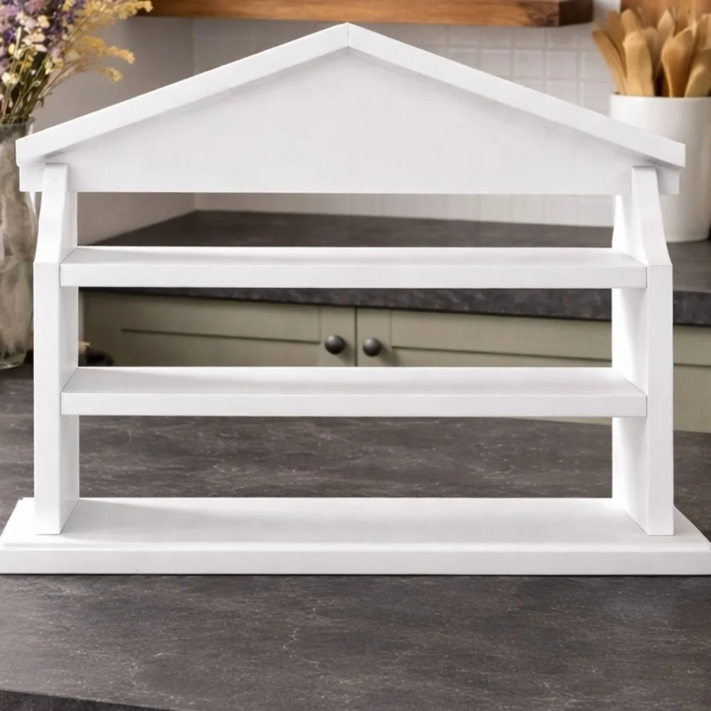 Lenox Spice Village Inspired Wood Spice Rack - White Tabletop Style - New in Box